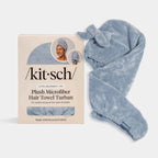 Kitsch Plush Microfiber Hair Towel Turban with Bow in Coastal Blue