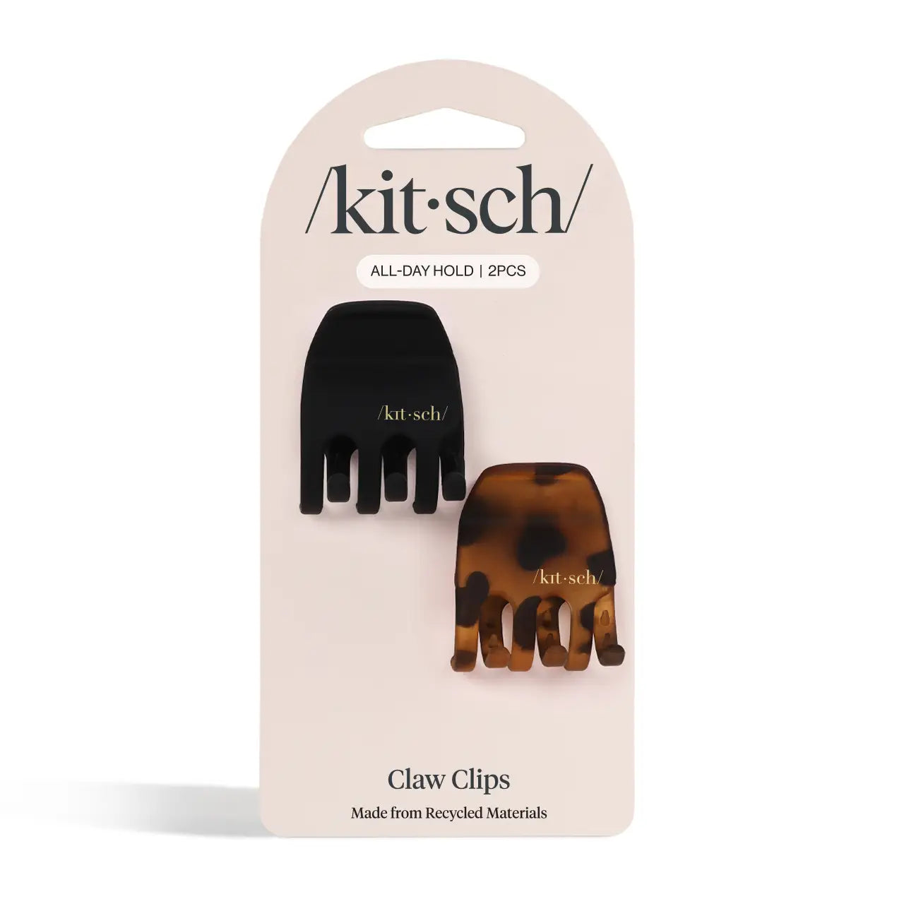 Kitsch Eco-Friendly Medium Claw Clips 2pc Set - Black & Tort for Sustainable Hair Styling