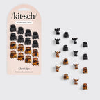 Kitsch Recycled Plastic Micro Classic Claw Clips 16pc Set - Black & Tortoise