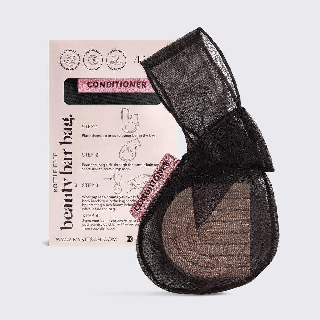 Kitsch Conditioner Beauty Bar Bag – Black Mesh Bag for a Rich Lather and Faster Drying