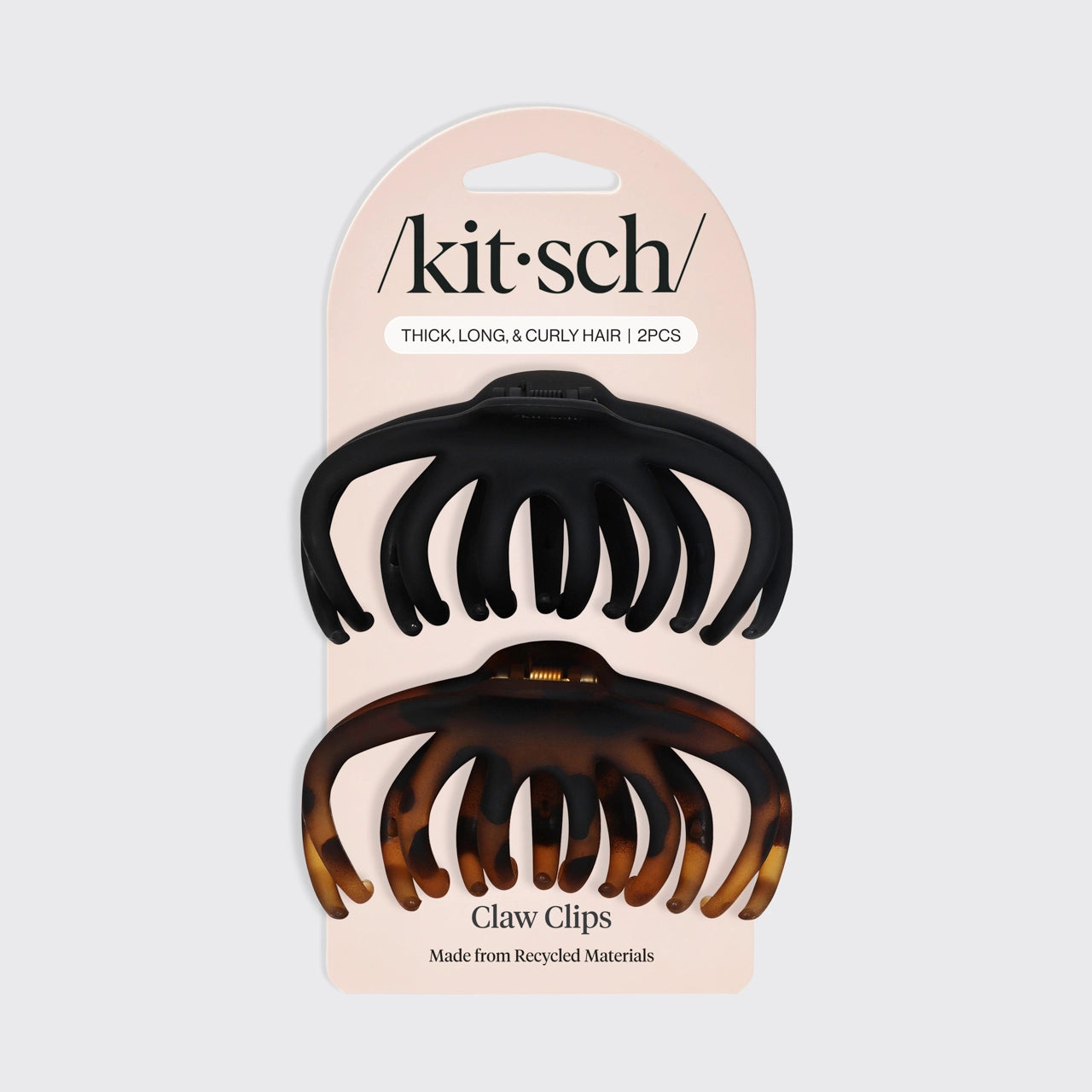 Kitsch Recycled Plastic Octopus Claw Clips 2pc Set - Black & Tort