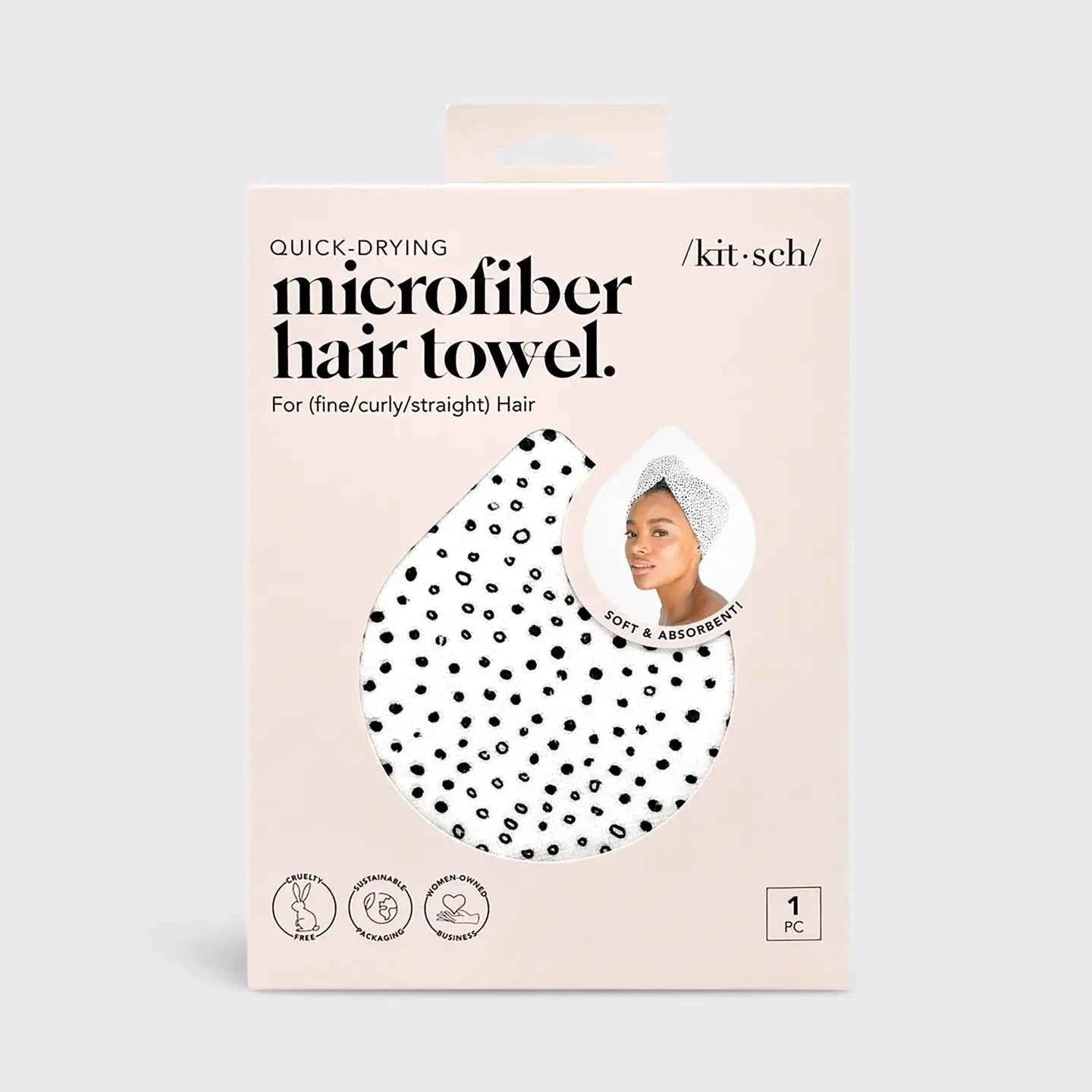 Kitsch Quick Dry Hair Towel - Micro Dot for Effortless Drying