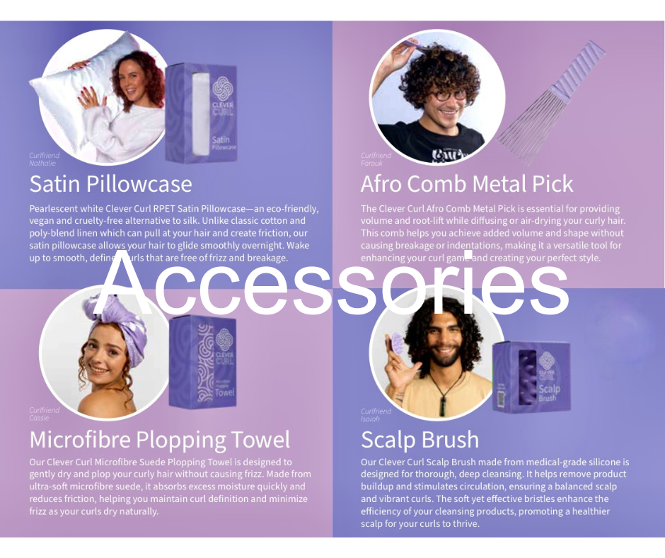 Clever Curl Tools: Pillowcase, Afro Pick, Towel, Scalp Brush etc - Harlequin Hair