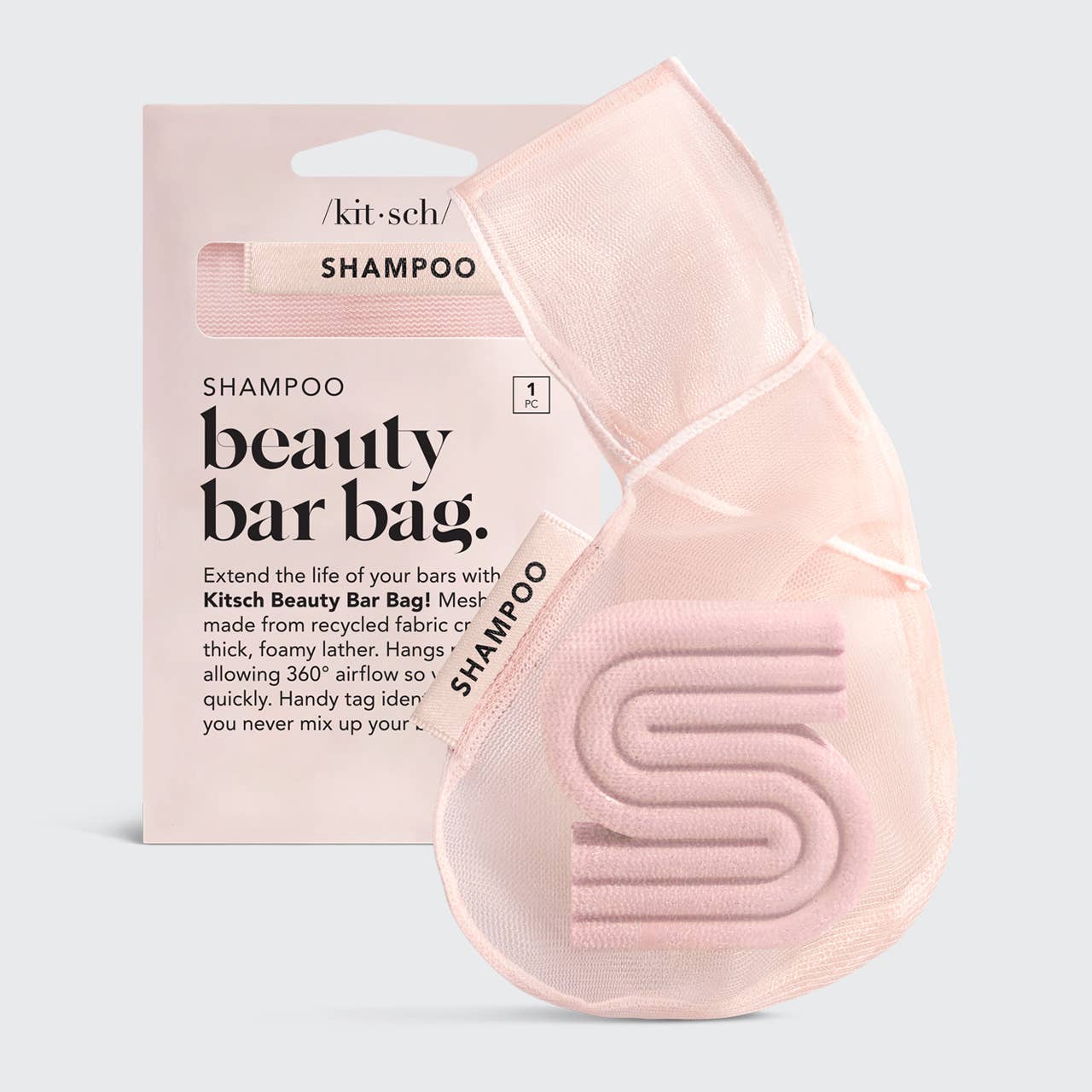 Kitsch Shampoo Bar Bag in Blush for Eco-Friendly Hair Care Solutions