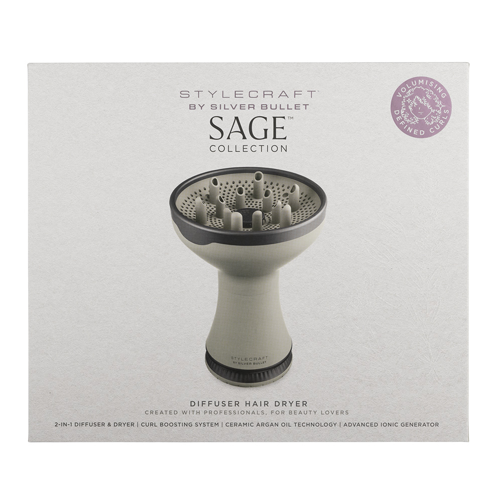 Stylecraft Silver Bullet Sage Diffuser Hair Dryer - Harlequin Hair