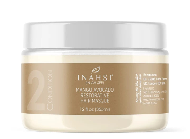 Inahsi Mango Avocado Restorative Hair Masque Deep Conditioner 12oz - Nourish & Repair Hair Inahsi