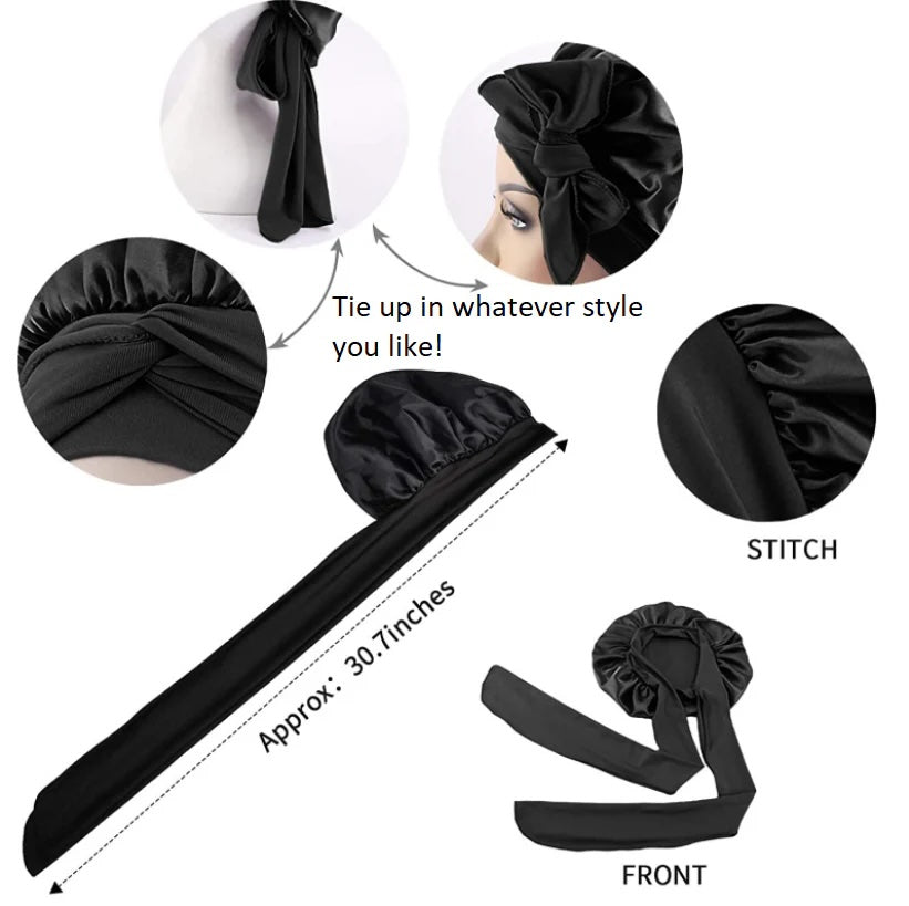 Rizvan Reversible Large Satin Sleep Bonnet - Harlequin Hair