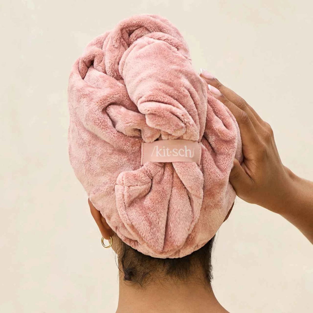 Kitsch Plush Microfiber Hair Towel Turban in Terracotta for Effortless Drying and Styling
