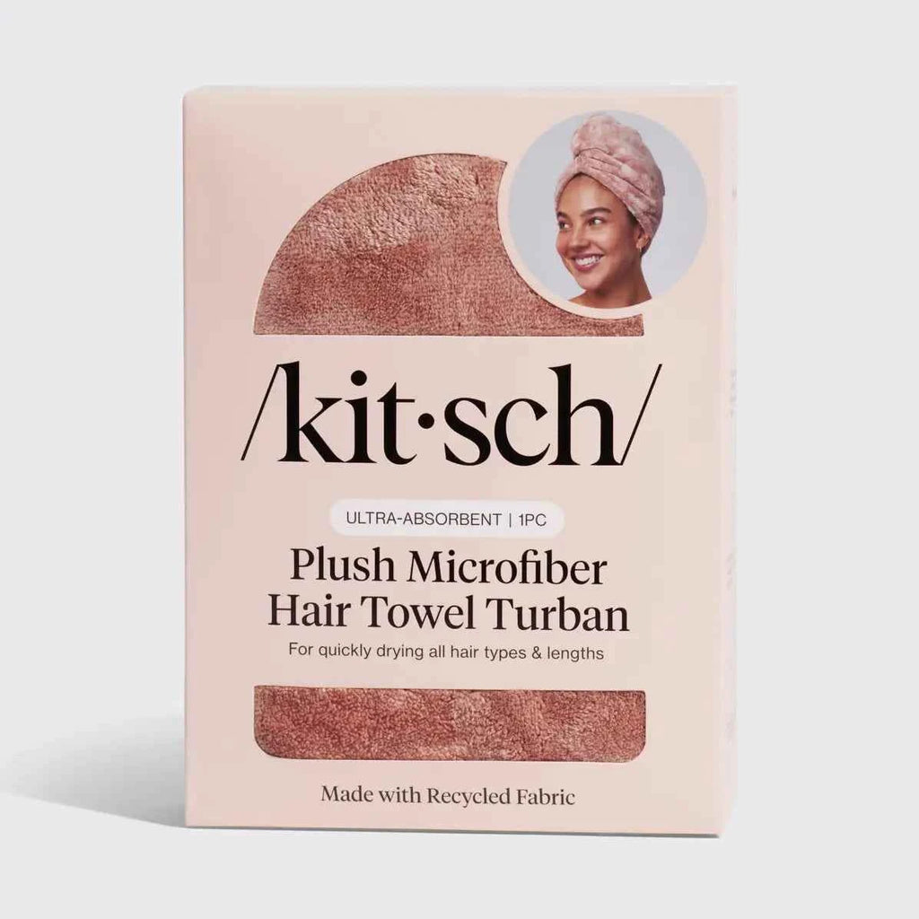 Kitsch Plush Microfiber Hair Towel Turban in Terracotta for Effortless Drying and Styling